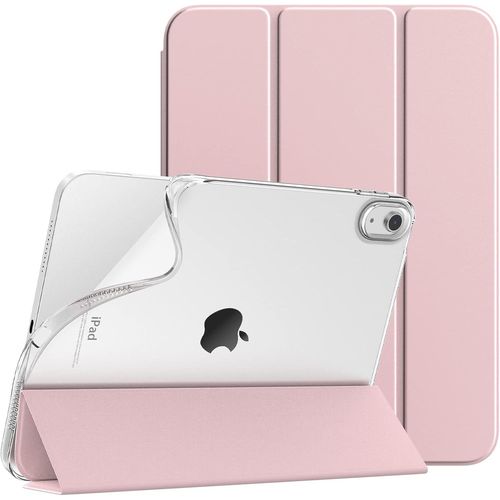 Coque Pour Ipad A16 11me Gnration 11 Pouces 2025, Ipad 10me Gnration 2022 10,9 Pouces, Mince tui Tri-Fold En Tpu Souple Translucide Avec Rveil/Sommeil Auto, Rose Clair