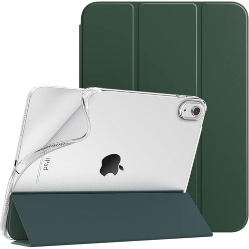 Coque Pour Ipad A16 11me Gnration 11 Pouces 2025, Ipad 10me Gnration 2022 10,9 Pouces, Mince tui Tri-Fold En Tpu Souple Translucide Avec Rveil/Sommeil Auto, Vert Fonc