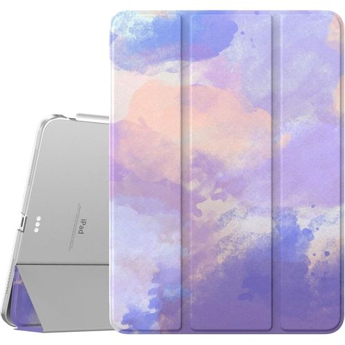 Coque Pour Ipad Air 11 Pouces M3/M2 (2025/2024), Ipad Air 5e/4e Gnration (2022/2020) 10,9 Pouces, tui De Protection Mince Avec Dos Transparent, Sommeil/Rveil Auto, Aquarelle Violette