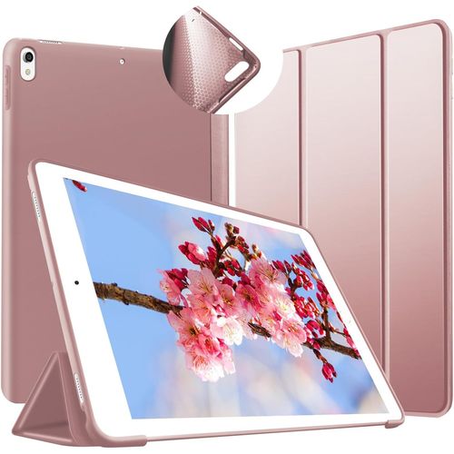 Coque Pour Ipad Air 3 10,5 2019 / Ipad Pro 10,5 Pouces 2017 Case Housse Etui De Slim Lger Protection Fonction Veille/Rveil Automatique, Tri Pli En Caoutchouc Flexible Smart Cover, Or Rose
