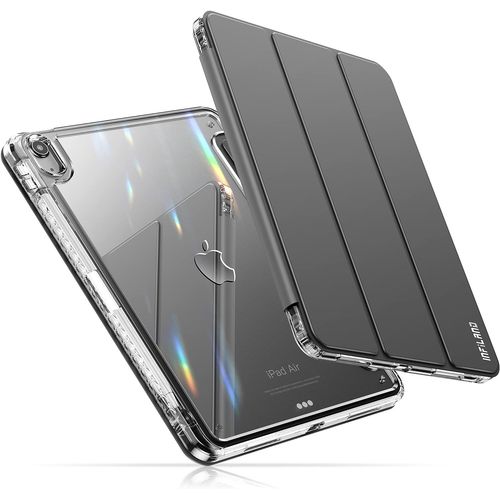 Coque Pour Ipad Air 6/5/4, 11/10,9 Pouces (2024/2022/2020) - Dos Dur Antichoc Cristal Clair & Porte-Stylo [Prend En Charge La Charge Sans Fil] & Sommeil Automatique/Rveil, Gris Fonc