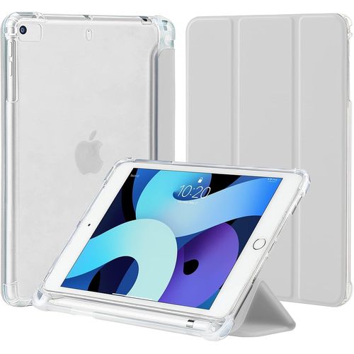 Coque Pour Ipad Mini 5 / Mini 4 Gnration 7,9 Pouces Avec Porte-Stylet, Housse tui De Protection Mince Et Lgre Avec Arrire Tpu Souple Translucide Givr Etui Antichoc, Gris Clair