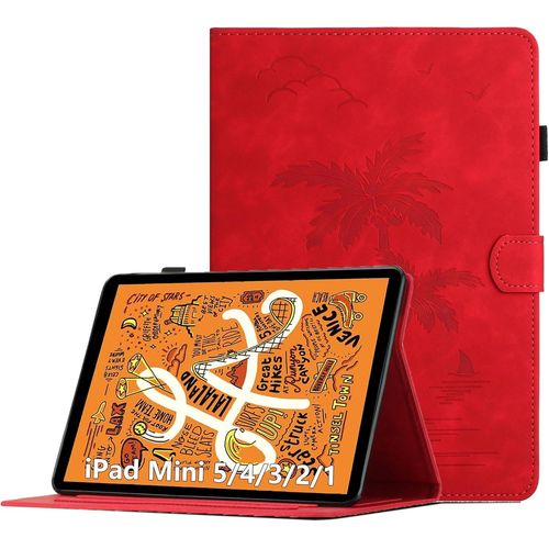 Coque Pour Ipad Mini 7.9 Pouces, Ipad Mini 5/4/3/2/1, Housse De Protection Multi-Angles tui En Cuir Pu Avec Fente Pour Carte, Auto Rveil/Sommeil, Rouge[Sel6275422]