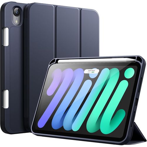 Coque Pour Ipad Mini (A17 Pro, Modle 2024, 7me Gnration) / Mini 6 (8,3 Pouces, Modle 2021, 6me Gnration) Avec Porte-Stylet, tui Mince Tablette Avec Dos En Tpu Souple (Marine)
