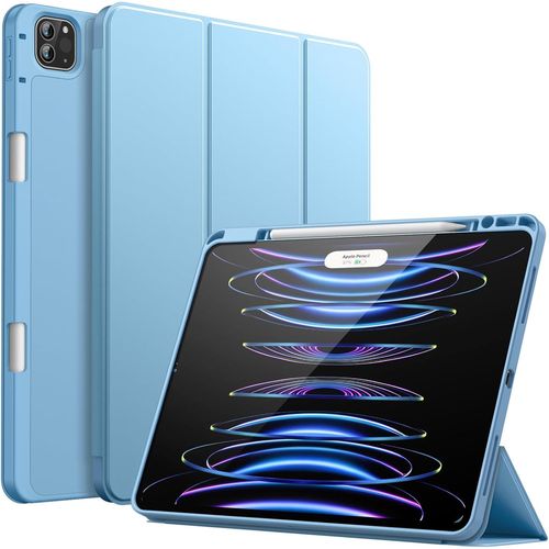 Coque Pour Ipad Pro 12,9 Pouces (6me/5me Gnration, Modle 2022/2021) Avec Porte-Stylet, Support La Charge De 2e Pencil, tui Mince Tablette Avec Dos En Tpu Souple (Bleu).[F6243]