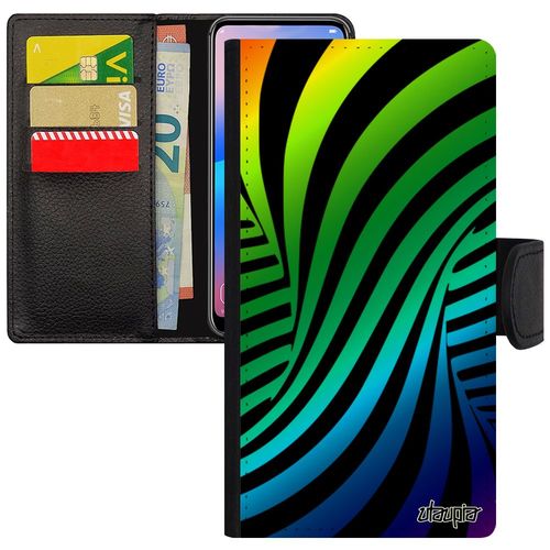 Coque Pour Iphone 11 Pro Max Cuir Portefeuille Porte Cartes Illusion D'optique Arc En Ciel Mirage Multicolore Vert Effet Etui
