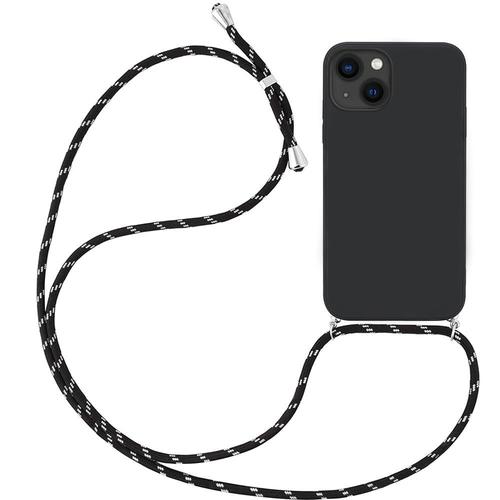 Coque Pour Iphone 13 Mini (5.4'') Souple Anti-Choc Anti-Rayure Silicone Avec Collier Cordon Noir