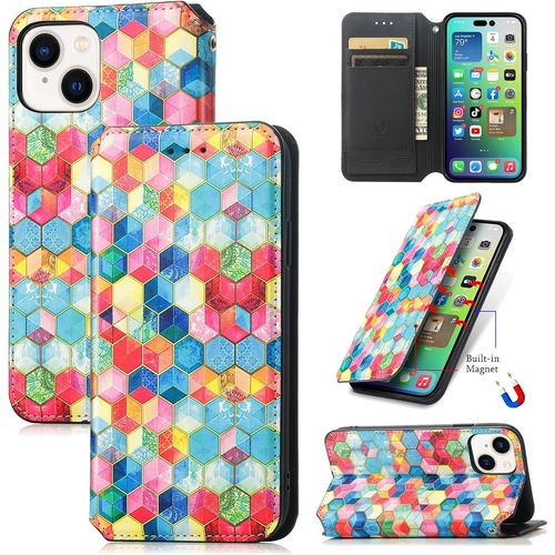 Coque Pour Iphone 14 Avec Iphone 13, tui Portefeuille Antichoc En Cuir Pu, Housse Magnetique Rabat Avec Porte Cartes, Case Clapet Flip Fonction Support Durable Pour Iphone 14, Espace Magique