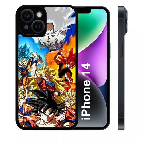 Coque Pour Iphone 14 - Dbz Sangoku L Ascension Des Super Saiyans - Silicone - Noir