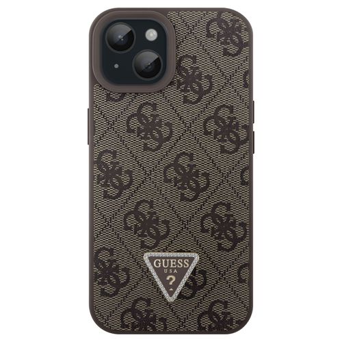 Coque Pour Iphone 15 lgant Imprim 4g Camra Surleve Guess Marron Fonc