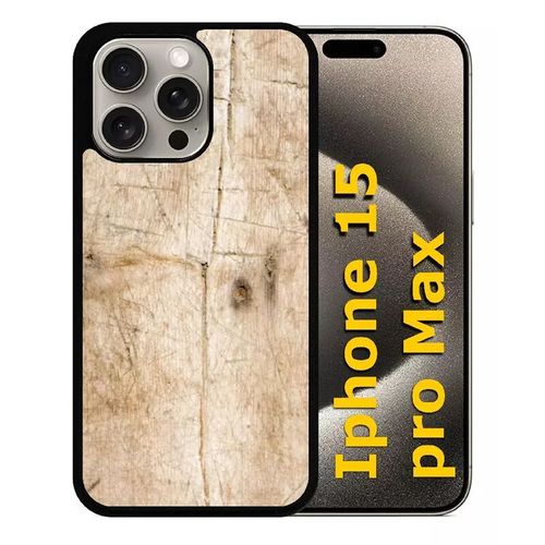 Coque Pour Iphone 15 Pro Max - Bois - Silicone - Noir