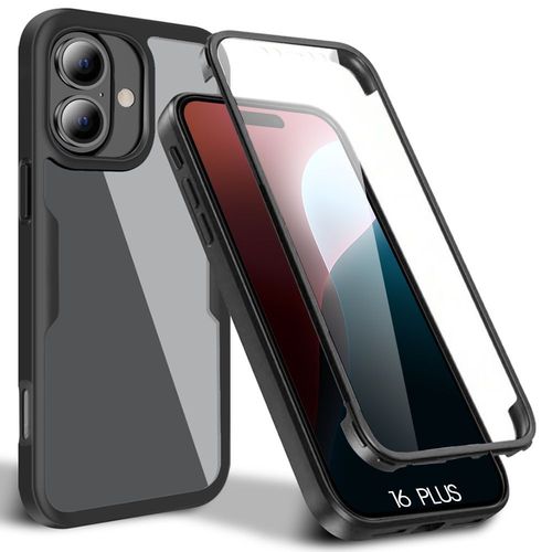 Coque Pour Iphone 16 Plus - Noir Rigide Anti-Rayure Protection 360 Degr Intgrale Solide - E.F.Connection