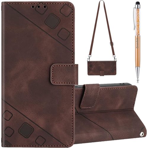 Coque Pour Iphone 6s Plus/6 Plus Avec Cordon, Rglable Lanyard Housse Rabat Portefeuille Cuir Etui, Slim Tpu Silicone Bumper Magntique Housse Case Iphone 6s Plus/ 6 Plus (5,5 Pouces) (Brun)