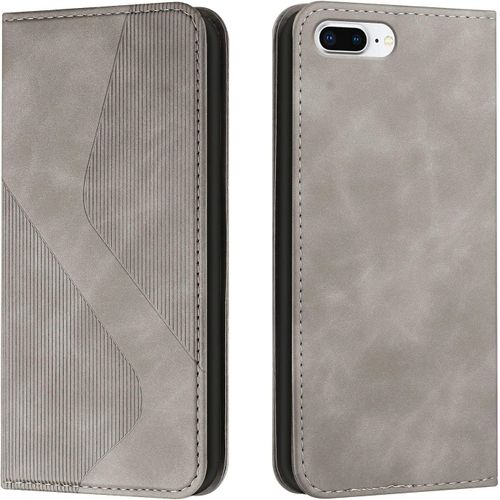 Coque Pour Iphone 6s Plus/6 Plus, Etui Iphone 6s Plus/6 Plus (5,5 Pouces) Cuir, Pu Cuir Portefeuille Housse Et Magnetique Flip Pochette Etui A Rabat Protection Case Avec Tpu Housse (Gris)