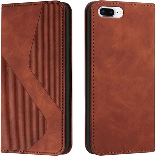 Coque Pour Iphone 6s Plus/6 Plus, Etui Iphone 6s Plus/6 Plus (5,5 Pouces) Cuir, Pu Cuir Portefeuille Housse Et Magnetique Flip Pochette Etui A Rabat Protection Case Avec Tpu Housse (Marron)