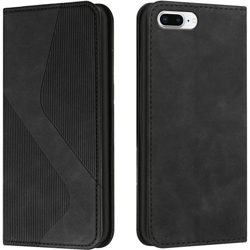 Coque Pour Iphone 6s Plus/6 Plus, Etui Iphone 6s Plus/6 Plus (5,5 Pouces) Cuir, Pu Cuir Portefeuille Housse Et Magnetique Flip Pochette Etui A Rabat Protection Case Avec Tpu Housse (Noir)
