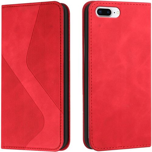 Coque Pour Iphone 6s Plus/6 Plus, Etui Iphone 6s Plus/6 Plus (5,5 Pouces) Cuir, Pu Cuir Portefeuille Housse Et Magnetique Flip Pochette Etui A Rabat Protection Case Avec Tpu Housse (Rouge)