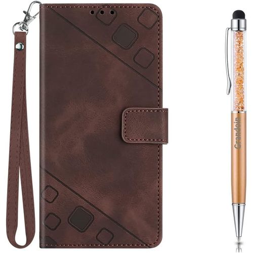 Coque Pour Iphone 6s Plus/6 Plus, Rabat Portefeuille Cuir Etui, Slim Tpu Silicone Bumper Magntique Housse, Flip Porte Cartes Wallet Case Iphone 6s Plus/Iphone 6 Plus (5,5 Pouces) (Brun)