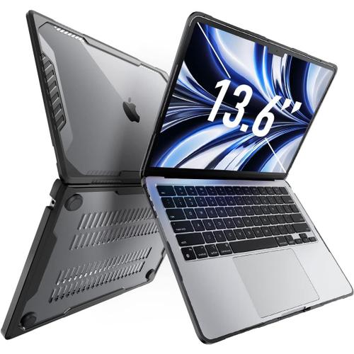 Coque pour MacBook Air 13,6 Pouces (2022) M2, tui Fine Rigide de Protection Robuste avec TPU Bumper Antichoc [Unicorn Beetle] pour MacBook Air 13,6 Pouces avec Touch ID (Noir)