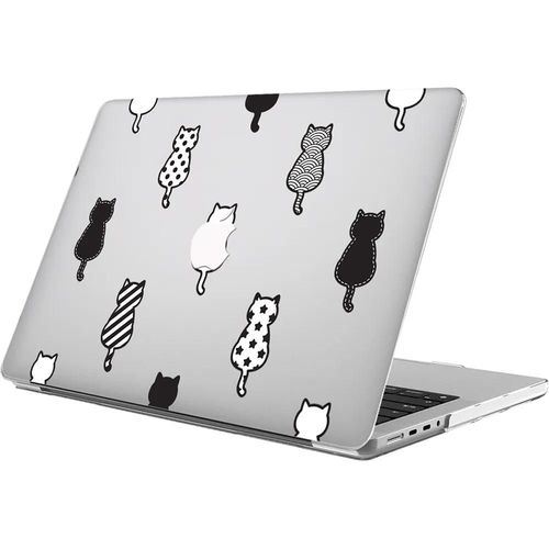 Coque pour MacBook Air 13 Pouces M4 M3 M2 2025 2024 2022, Protection Rigide Ultra Slim Lgre Motif Chats Noir et Blanc - E.F.Connection