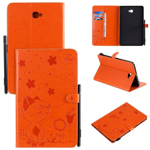Coque Pour Motif Tablet Samsung Galaxy Tab A 10.1 2016 Sm-T580,Etui Pour Tablet Samsung Galaxy Tab A 10.1 2016 Sm-T580 Pu Housse Flip Coque Avec Built Stand,Orange