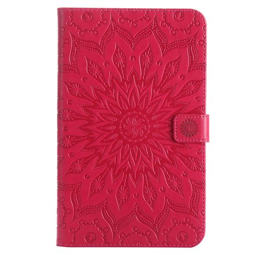 Coque Motif Flowers Relief Motif Pu Cuir Etui  Rabat Pour Samsung Galaxy Tab A 8.0 2017 Sm-T385, Rouge