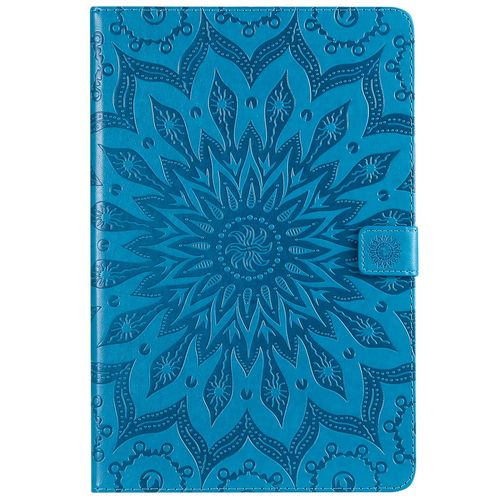 Coque Motif Flowers Relief Motif Pu Cuir Etui  Rabat Pour Samsung Galaxy Tab S4 10.5 Sm-T830, Sm-T835 - Bleu