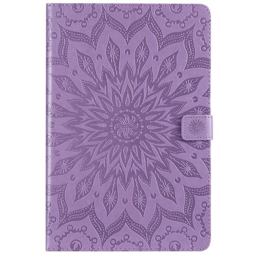 Coque Motif Flowers Relief Motif Pu Cuir Etui  Rabat Pour Samsung Galaxy Tab S4 10.5 Sm-T830,Sm-T835 Violet