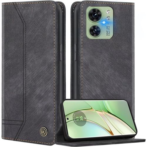 Coque Pour Motorola Edge 40,Luxe Cuir De Housse Portefeuille Etui Conception Rtro [Fonction Support] Flip Case Compatible Avec Motorola Edge 40,Noir