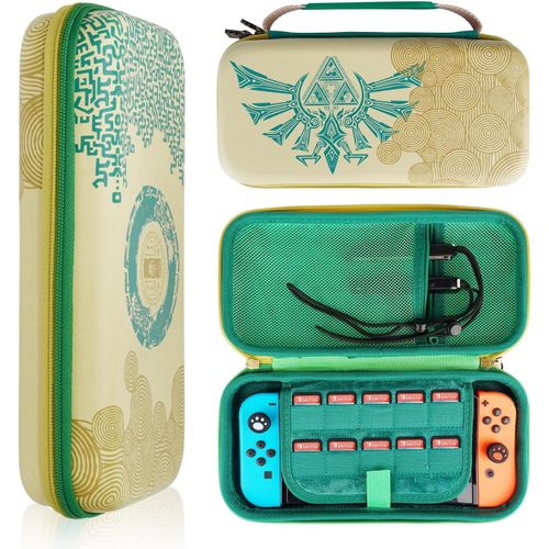 Coque Pour Nintendo Switch Et Switch Oled (Zelda Tears Of The Kingdom), Sac De Voyage Portatif Dur, Compatible Avec Switch/Switch Oled (Vert)