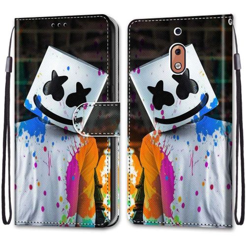 Coque Pour Nokia 2.1 Portefeuille Etui  Rabat En Pu Cuir Motif,Poche Porte-Cartes,Multi-Usage Peint Housse Cuir Case Magntique Casque Couleur Protection Pour Nokia 2.1 5.5