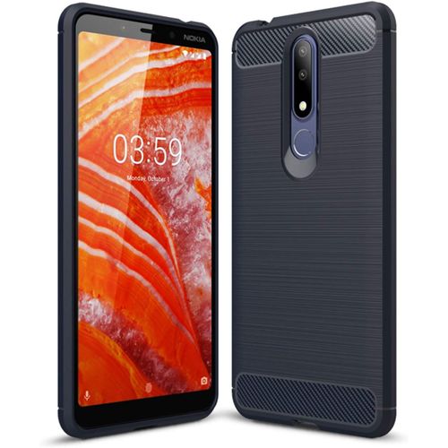 Coque Pour Nokia 3.1 Plus Coque Pour Nokia 3.1 Plus Coque, Texture En Fibre De Carbone Brosse, Technologie Anti-Rayures Et D'absorption De Chocs - Bleu