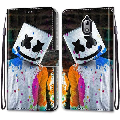 Coque Pour Nokia 3.1 Portefeuille Etui  Rabat En Pu Cuir Avec Motif,Poche Porte-Cartes,Multi-Usage Peint Housse Cuir Case Magntique Casque De Couleur Protection Pour Nokia 3.1 Nokia 3 2018