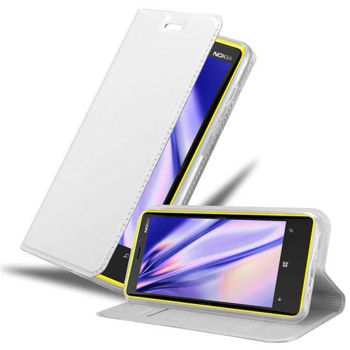 Cadorabo Housse Compatible Avec Nokia Lumia 920 En Classy Argent - tui De Protection Avec Fermeture Magntique, Fonction De Support Et Compartiment Pour Carte