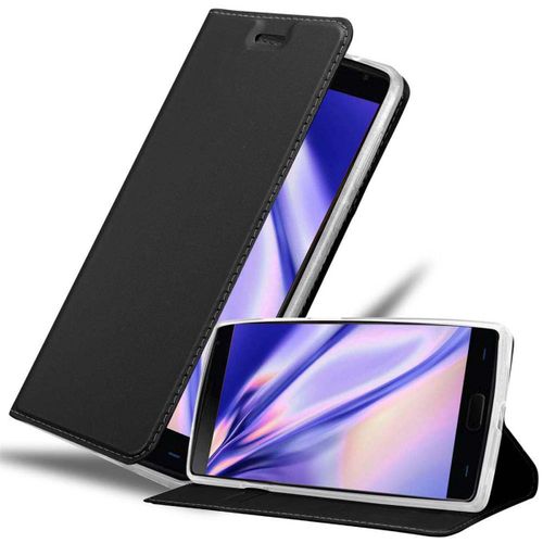 Cadorabo Housse Compatible Avec Oneplus 2 En Classy Noir - tui De Protection Avec Fermeture Magntique, Fonction De Support Et Compartiment Pour Carte