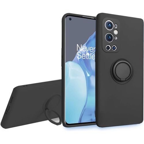 Coque Pour Oneplus 9 Pro - Svelte Sensation Douce Bquille  Anneau Rotatif Silicone Tpu Protection Antichoc Housse De Protection Oneplus 9 Pro, Noir