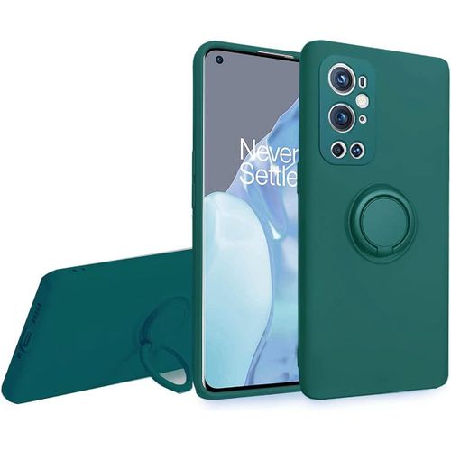 Coque Pour Oneplus 9 Pro - Svelte Sensation Douce Bquille  Anneau Rotatif Silicone Tpu Protection Antichoc Housse De Protection Oneplus 9 Pro, Vert