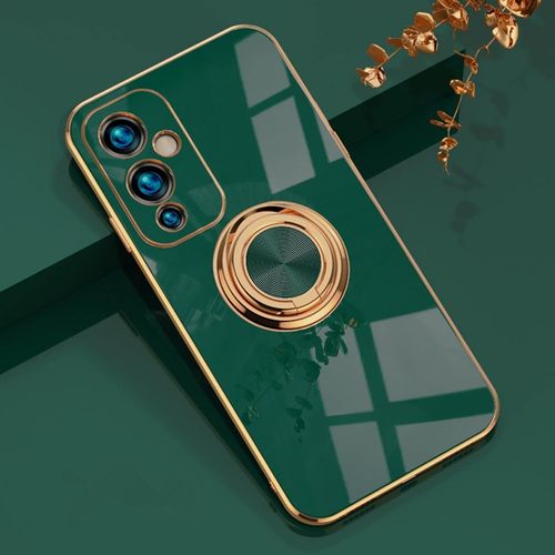 Coque Pour Oneplus 9, Silicone Etui Coque Avec Anneau Rotatif 360 Degrs Bague Support Fonction Bquille Case Tpu Color Fine Mince Coque Souple Housse tui Pour Oneplus 9,Vert Fonc