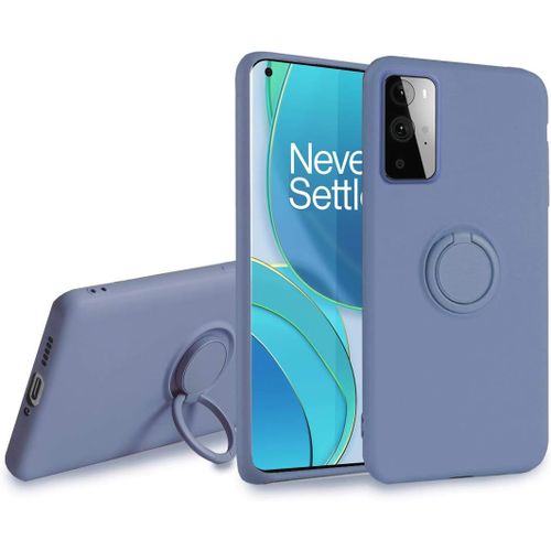 Coque Pour Oneplus 9 - Svelte Sensation Douce Bquille  Anneau Rotatif Silicone Tpu Protection Antichoc Housse De Protection Oneplus 9, Gris