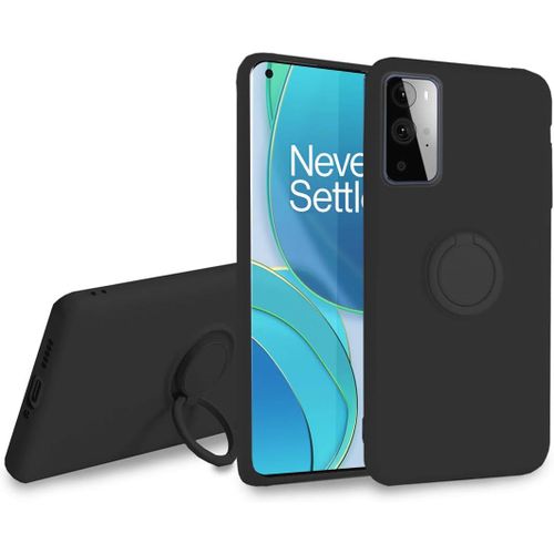 Coque Pour Oneplus 9 - Svelte Sensation Douce Bquille  Anneau Rotatif Silicone Tpu Protection Antichoc Housse De Protection Oneplus 9, Noir