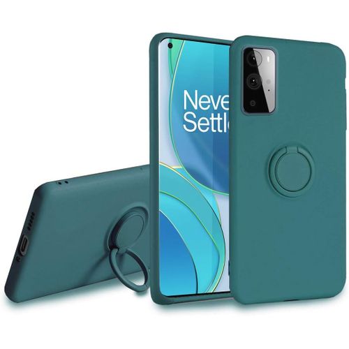 Coque Pour Oneplus 9 - Svelte Sensation Douce Bquille  Anneau Rotatif Silicone Tpu Protection Antichoc Housse De Protection Oneplus 9, Vert