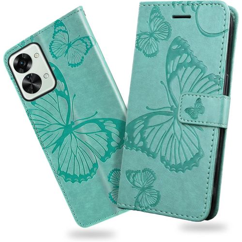 Coque Pour Oneplus Nord 2t 5g, Papillon Imprim Housse En Cuir Pu MagnTique Portefeuille, Tui  Rabat Pour Oneplus Nord 2t 5g, Vert