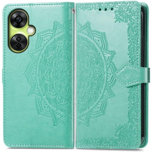 Coque Pour Oneplus Nord Ce3 Lite, Portefeuille Etui Housse En Cuir A Rabat Avec Porte Carte, Chiusura Magnetica [Motif De Mandala] Flip Case Antichoc Pour Oneplus Nord Ce 3 Lite, Vert