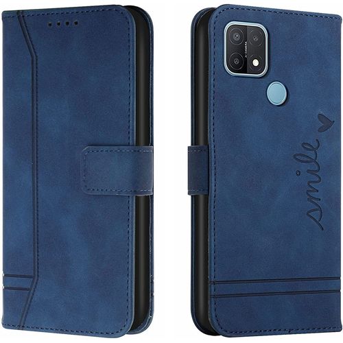 Coque Pour Oppo A15/ A15s/A35, Portefeuille Housse En Pu Avec Tpu Fermoir Flip Pochette Housse Pour Oppo A15/ A15s/A35 (Bleu)