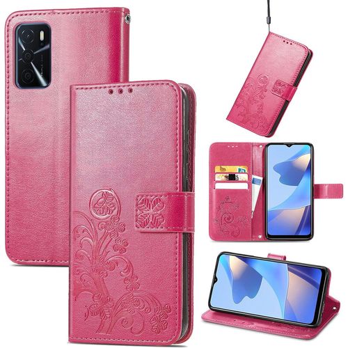 Coque Pour Oppo A16 A16s A54s, Antichoc Housse tui En Cuir Pu Flip Case Portefeuille  Rabat Avec Motif En Relief Porte Carte Fermeture Magntique Pour Oppo A16s A54s, Rouge