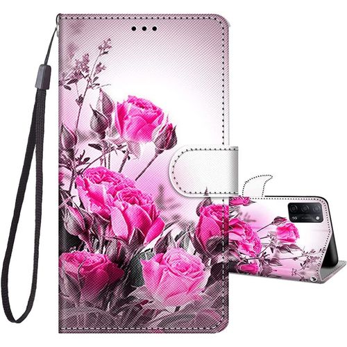 Coque Pour Oppo A16 / A16s, Etui Portefeuille Oppo A16s Avec Motif, Stand Fonction Porte Carte Antichoc Housse Protection Fonction Support Coque Pour Oppo A16s / A16 - Fleur A