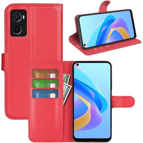 Coque Pour Oppo A36/A76, Stand Pour Tlphone Portable/Avec Emplacements Pour Cartes De Crdit/Couvercle De Fermeture Magntique,Pour Oppo A36/A76 Housse Rouge
