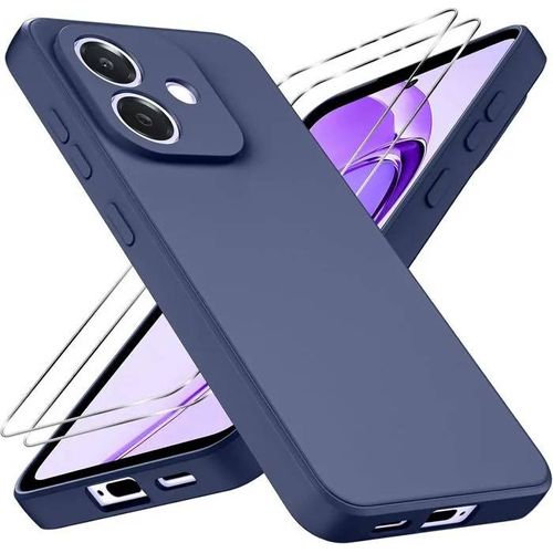 Coque Pour Oppo A40 / Oppo A40m / Oppo A60 5g + 2 Verres Tremp - Etui Housse Silicone Bleu Vitre Protection Ecran Verre Tremp