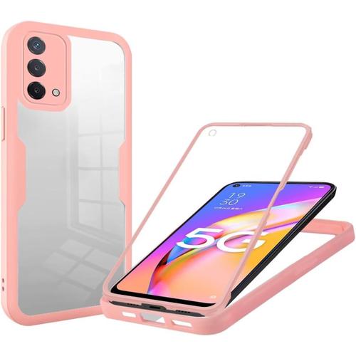 Coque Pour Oppo A53 4g, Coque Antichoc Housse Avec Protection cran, 360 Protection Case Robuste Double Bumper Etui Intgrale Rose