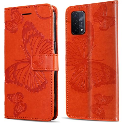 Coque Pour Oppo A74 5g / Oppo A93 5g / Oppo A54 5g, Papillon Imprim Housse En Cuir Pu MagnTique Portefeuille, Tui  Rabat Pour Oppo A74 5g / Oppo A93 5g / Oppo A54 5g, Orange